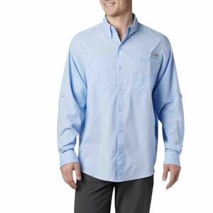 Columbia Mens PFG Shirt 2XL Tamiami Long Sleeve Button Shirt Big Tall Light Blue